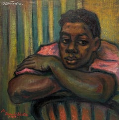 "The Champ, 1942" Joe Louis "Brown Bomber" Boxer Portrait Ex-Museum Oil Signed