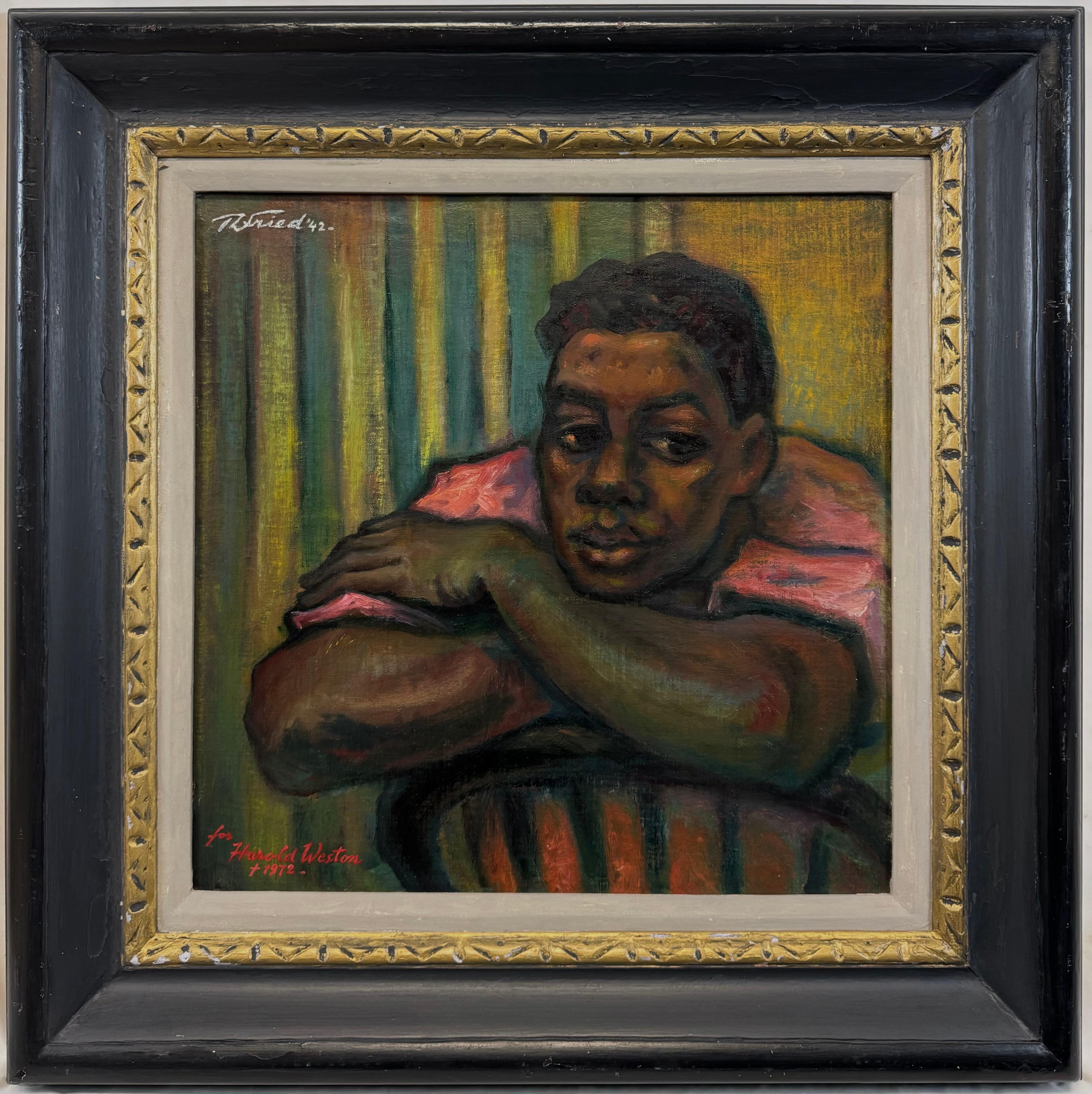 "The Champ, 1942" Joe Louis "Brown Bomber" Boxer Portrait Ex-Museum Oil Signed