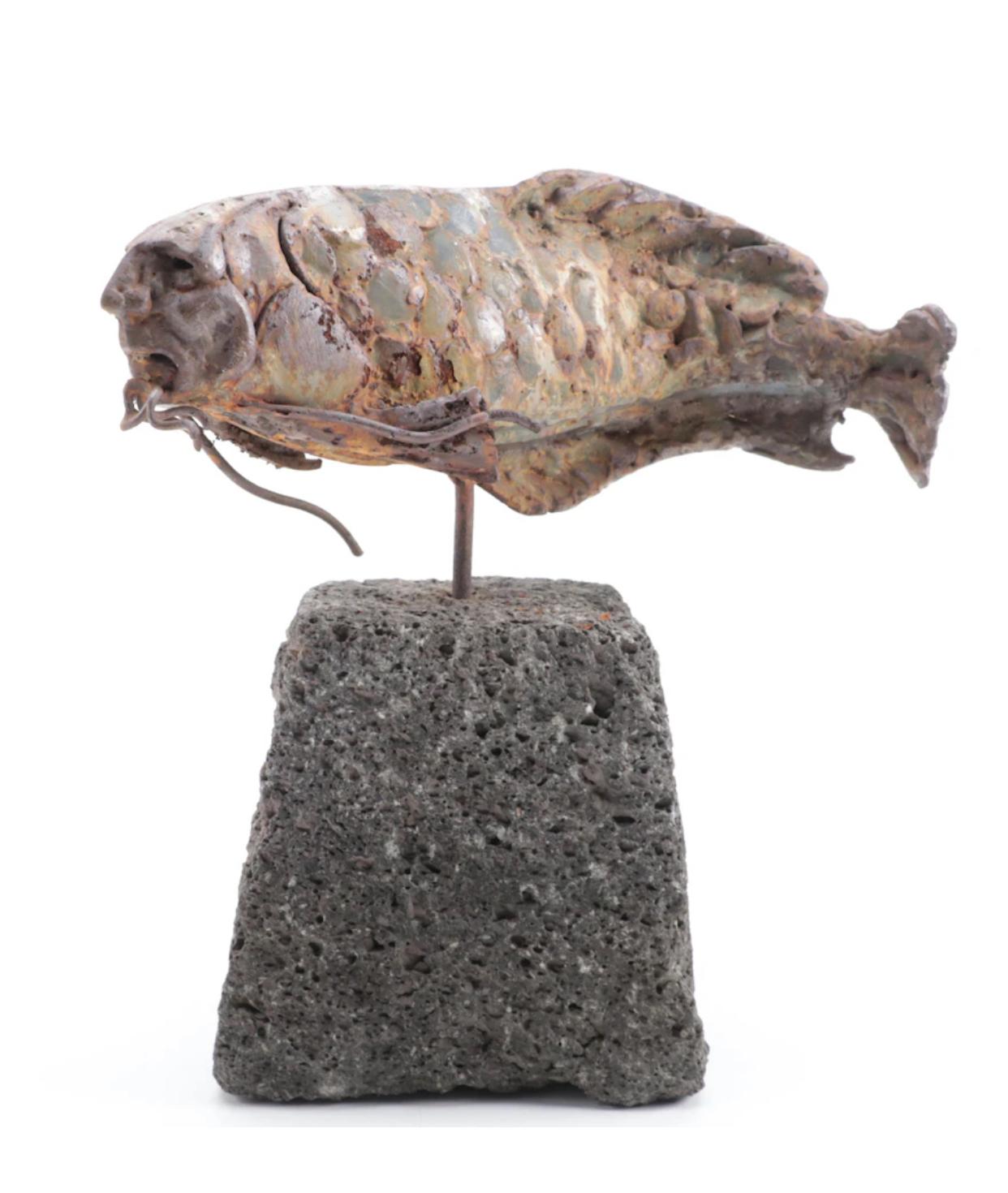 Theodore Gall Iron Sculpture of a Fish with Human Face, Circa 1987 For Sale 5