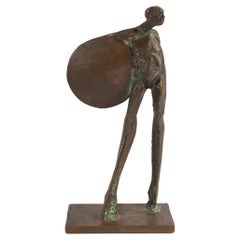 Theodore Gall Signiert 1976 Abstrakte Bronzeskulptur einer nackten Figur 