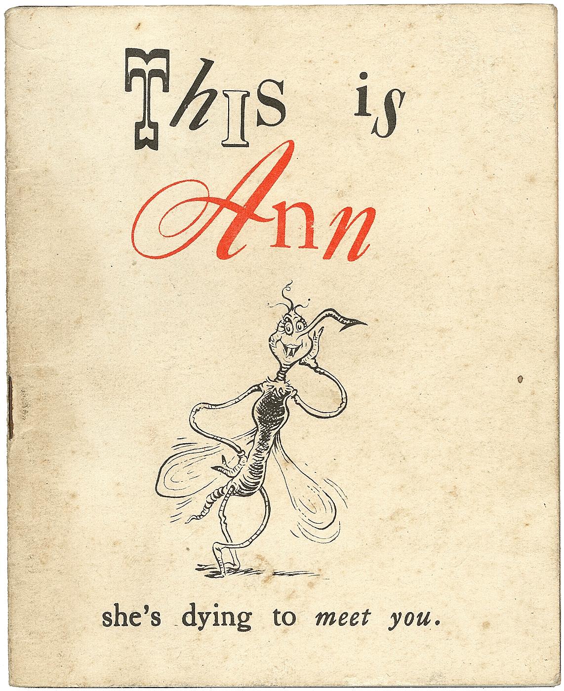 Mid-20th Century Theodore Geisel - Dr. SEUSS - This is Ann: She's Dying to Meet You - 1944