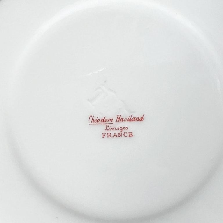 French Provincial Theodore Haviland Gilt Green and Gold Trinket Dish or Saucer - Limoges France For Sale