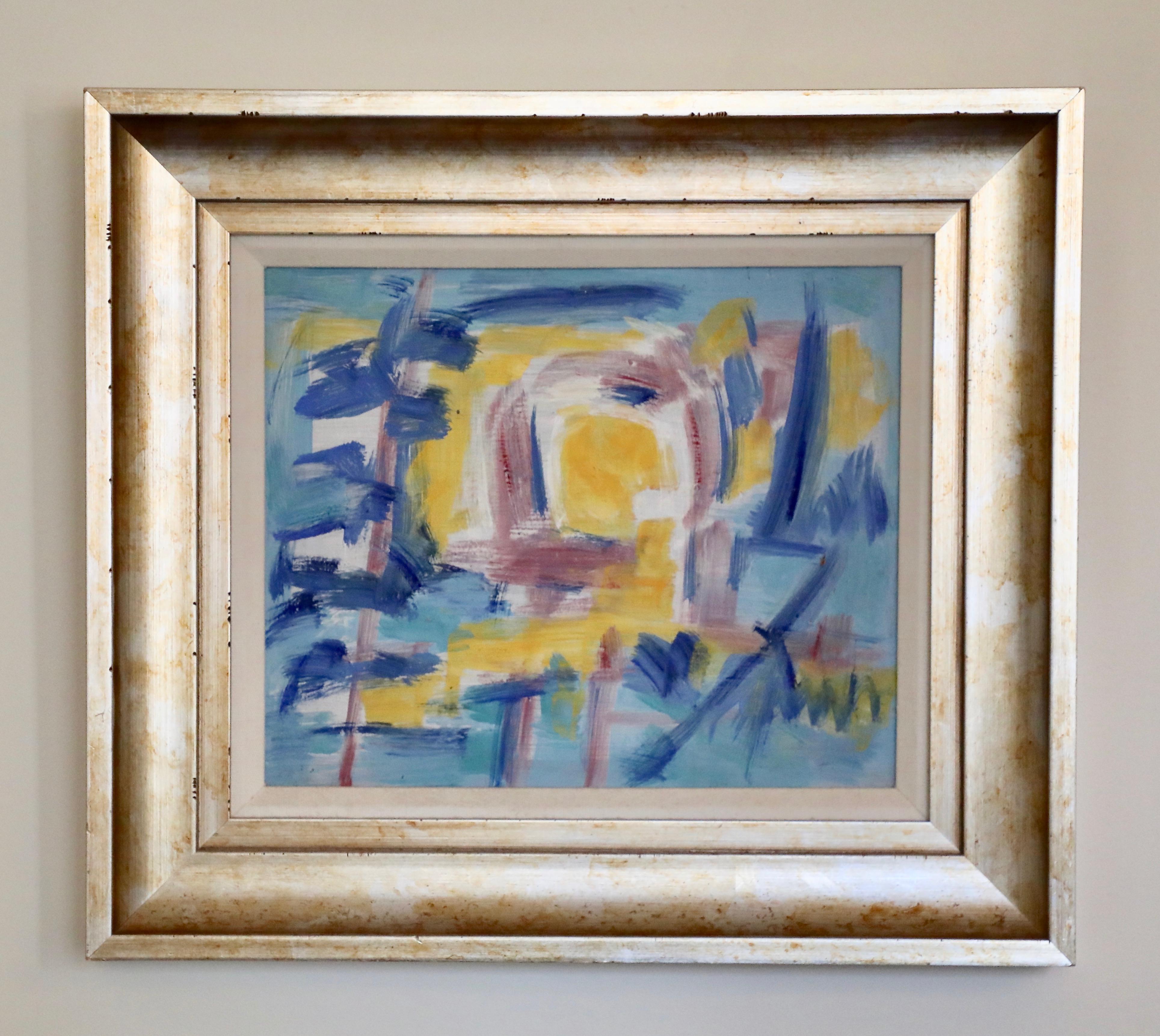 Theodore Hios Abstract Painting - Colorful Abstract Oil on Masonite Titled "Summer"