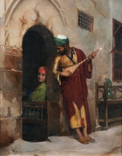 Serenade in Cairo, 19th Century Orientalist Oil on Canvas