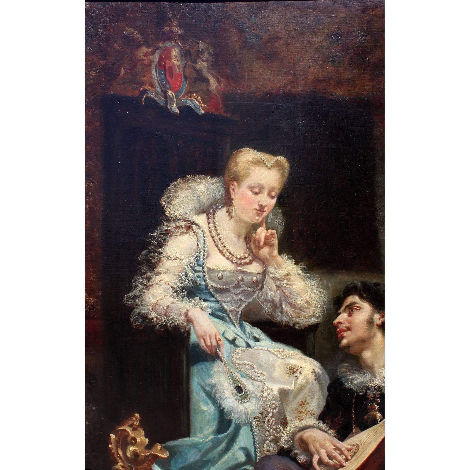 Baroque Revival Théodore Lemonnier Fine and Large Oil on Canvas 