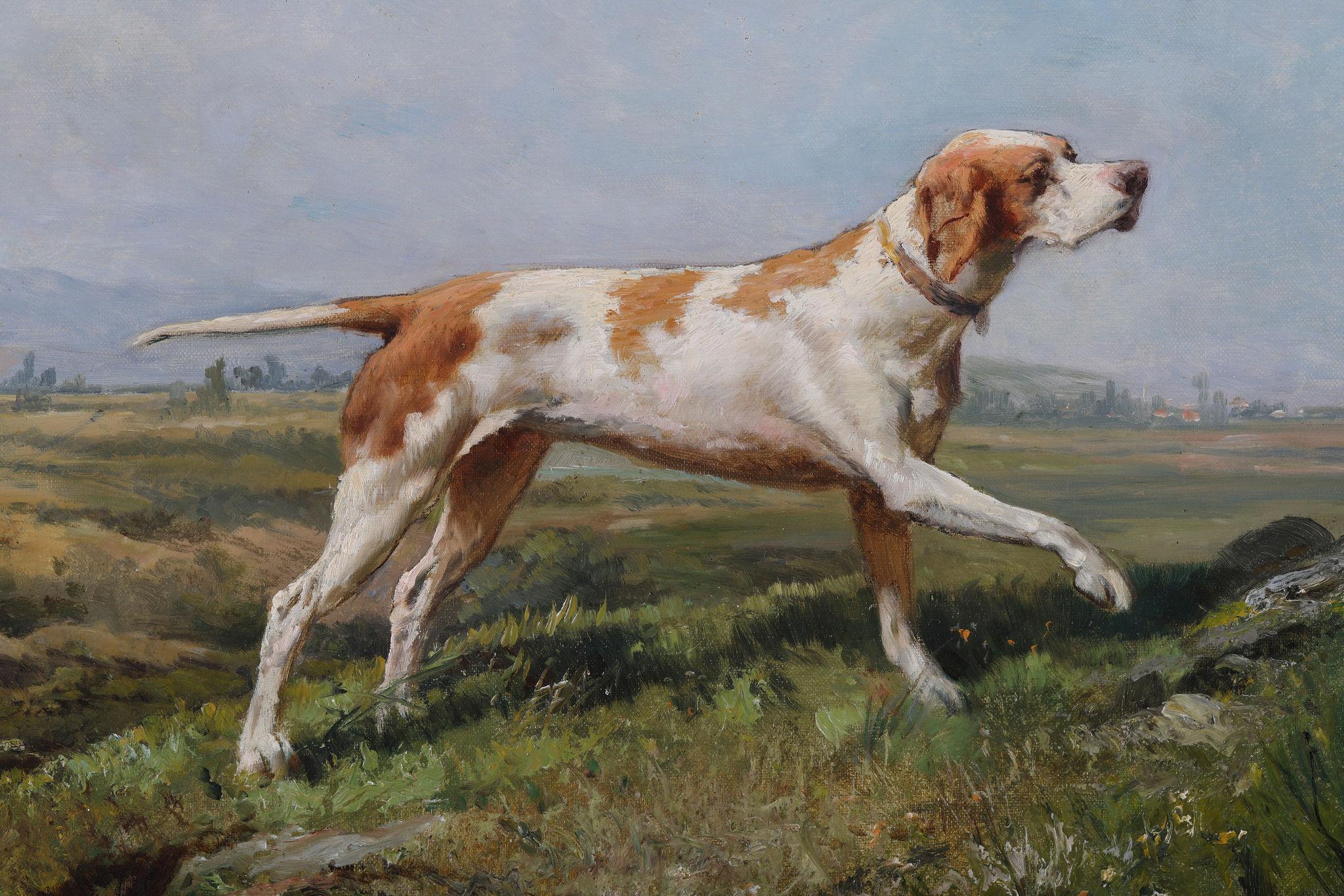Theodore LEVIGNE
Óleo sobre lienzo
Tamaño del cuadro: 51 x 61 cm (20 x 24 pulg.)
Tamaño exterior del marco: 67 x 77 cm (27 x 31 pulg.)

Nacido en 1848 y fallecido en 1912 en Lyon, Francia
Pintor de figuras, retratos, paisajes, animales y