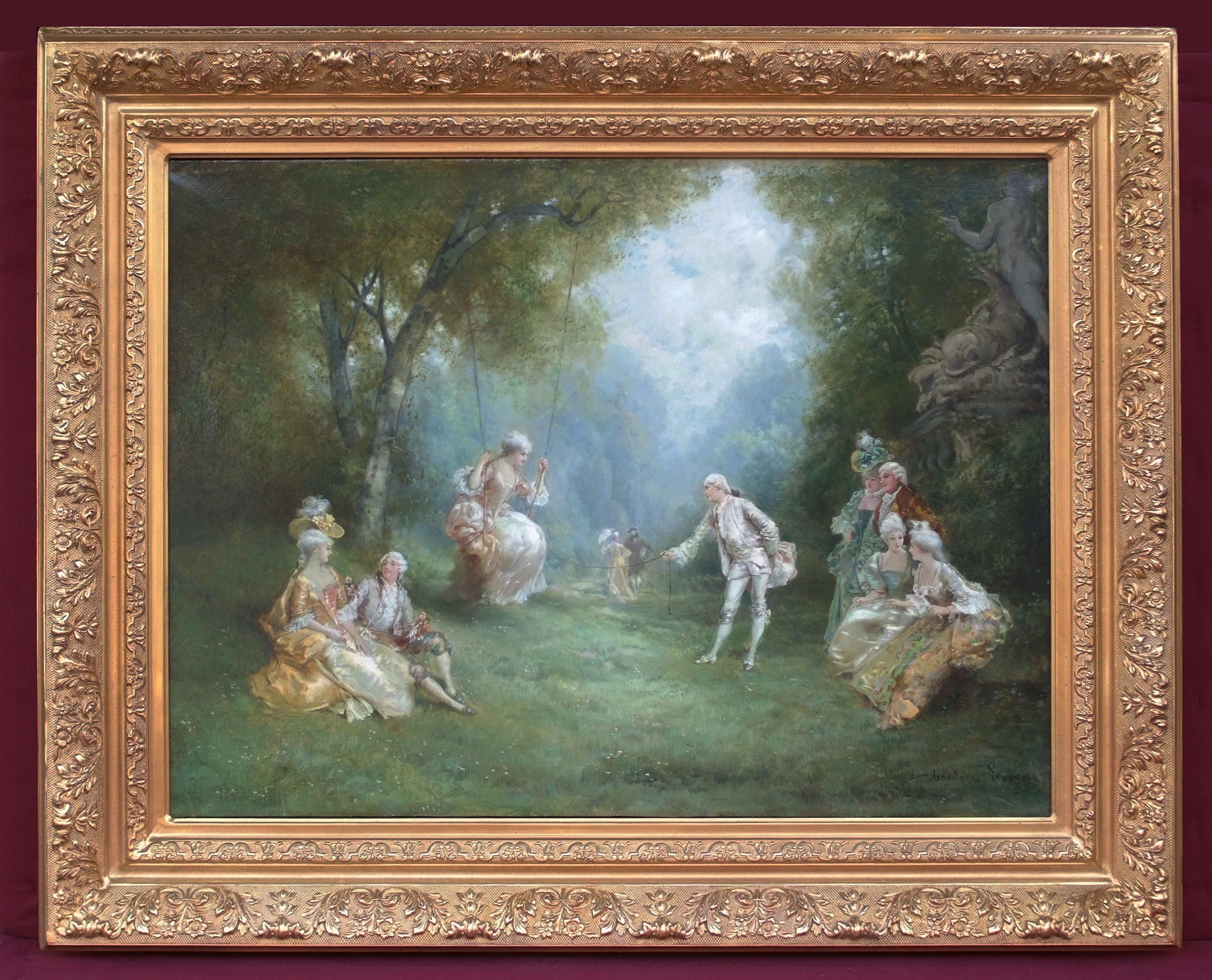Portrait Painting de Theodore Levigne - Gente de la alta burguesía en el parque en el siglo XVIII