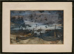 Attrib. Theodore Major - Framed 20th Century Oil, Sullen Boats