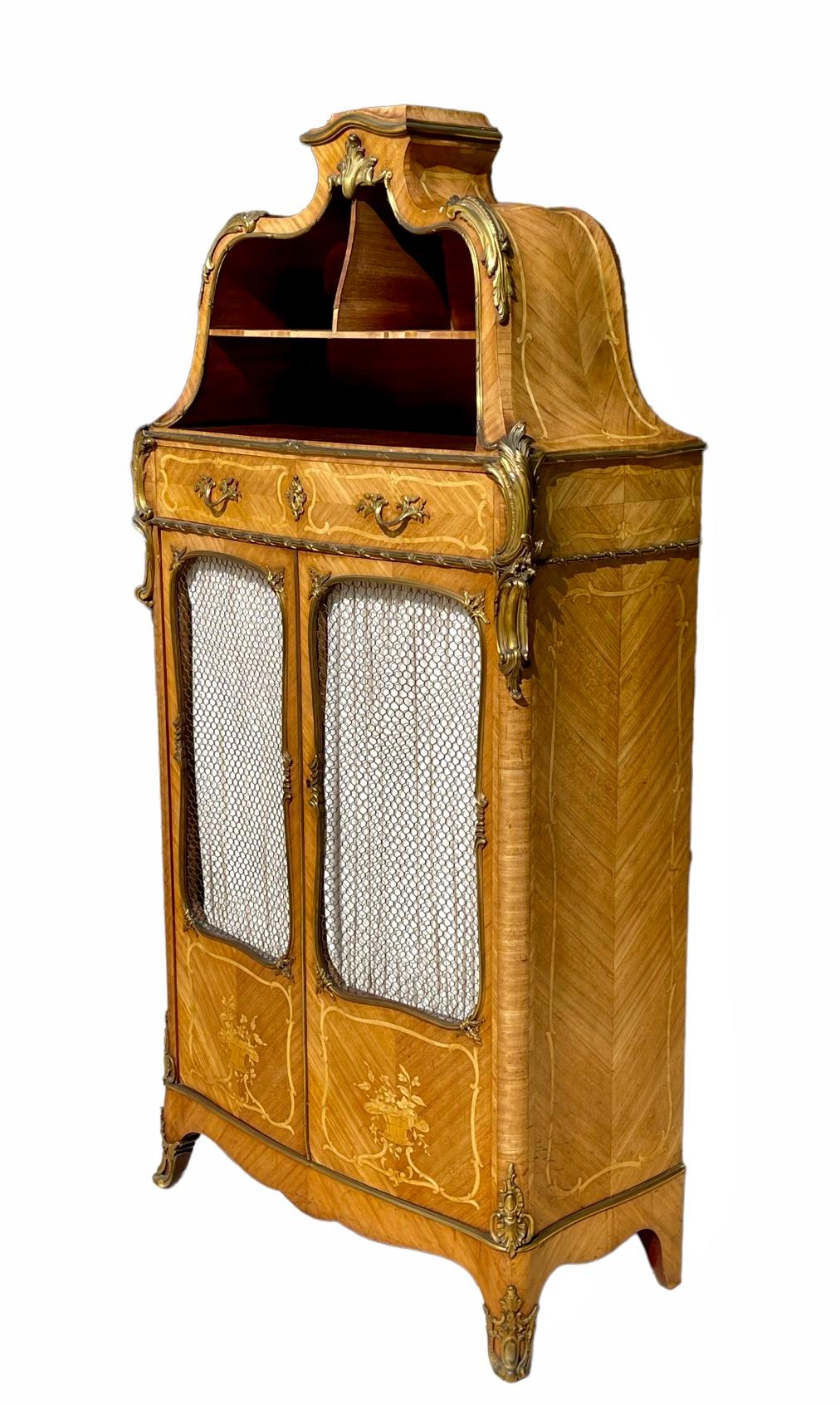 Théodore Millet - Cabinet Cartonnier Vitrine Louis XV Style In Good Condition For Sale In Beaune, FR