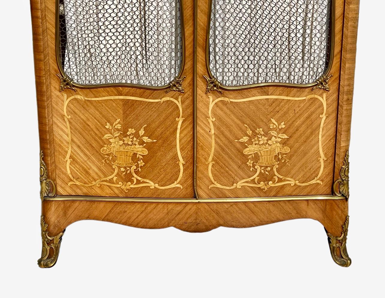 Wood Théodore Millet - Cabinet Cartonnier Vitrine Louis XV Style For Sale