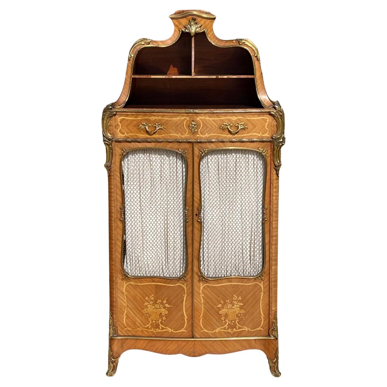 Théodore Millet - Cabinet Cartonnier Vitrine Louis XV Style For Sale