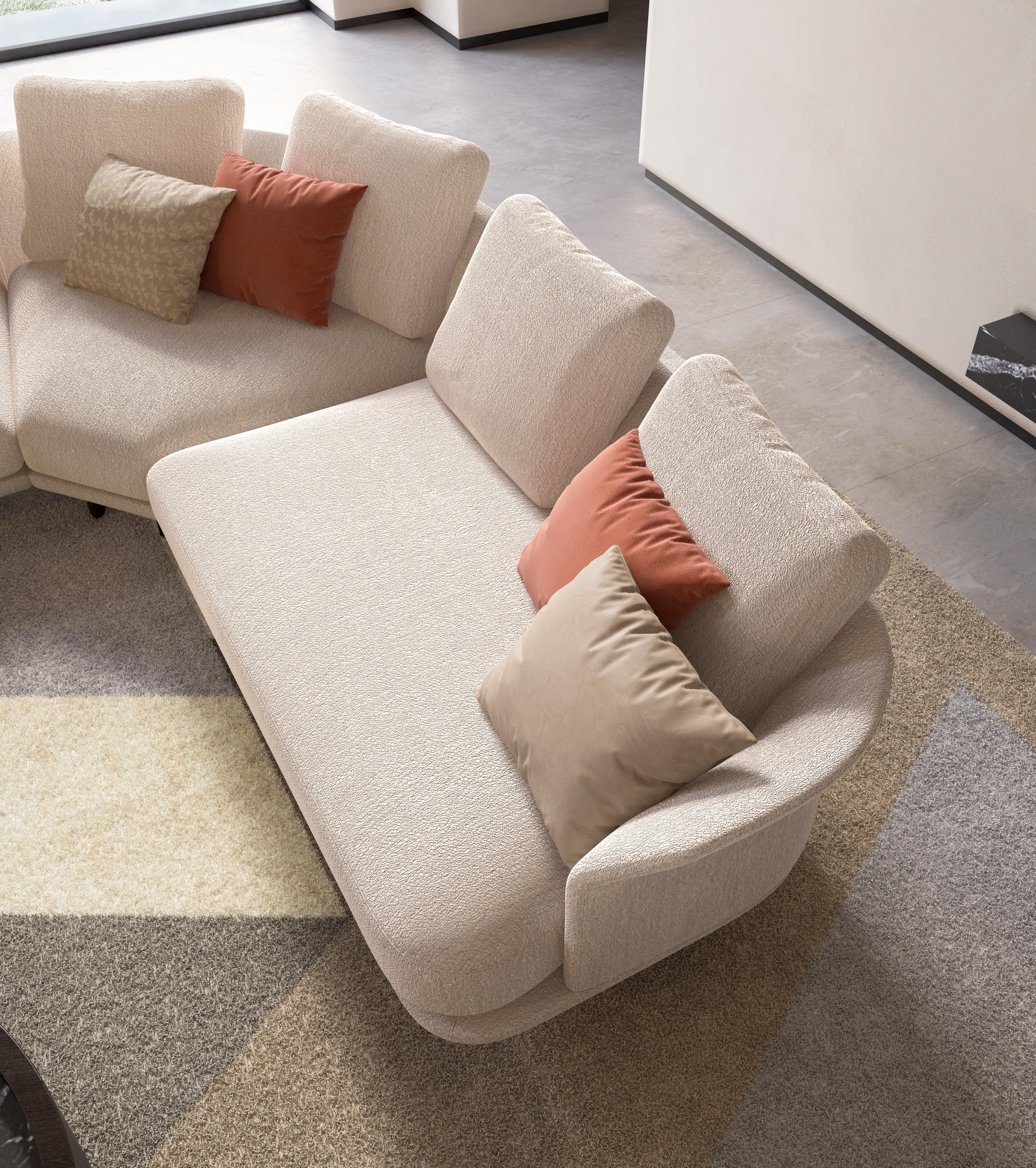The Teodore modular sofa is a luxurious and contemporary seating system designed by CPRN Homood, part of their Shapes Collection. It epitomizes refined comfort, modern aesthetics and italian craftsmanship, making it an ideal centerpiece for