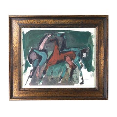 Modern art painting of a small band of horses