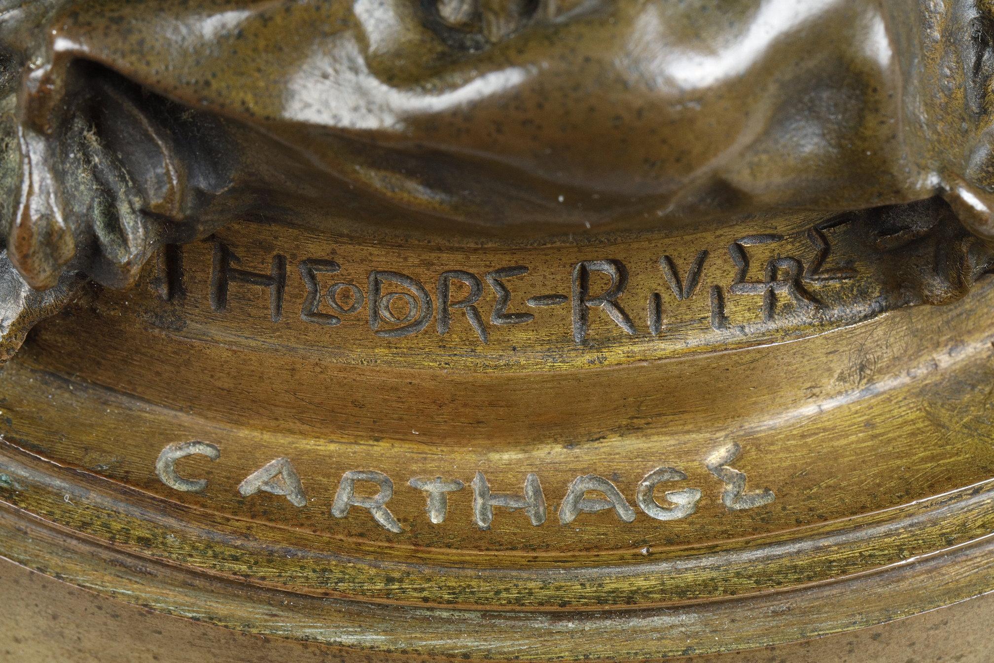 Carthage - Gold Figurative Sculpture by Théodore Rivière