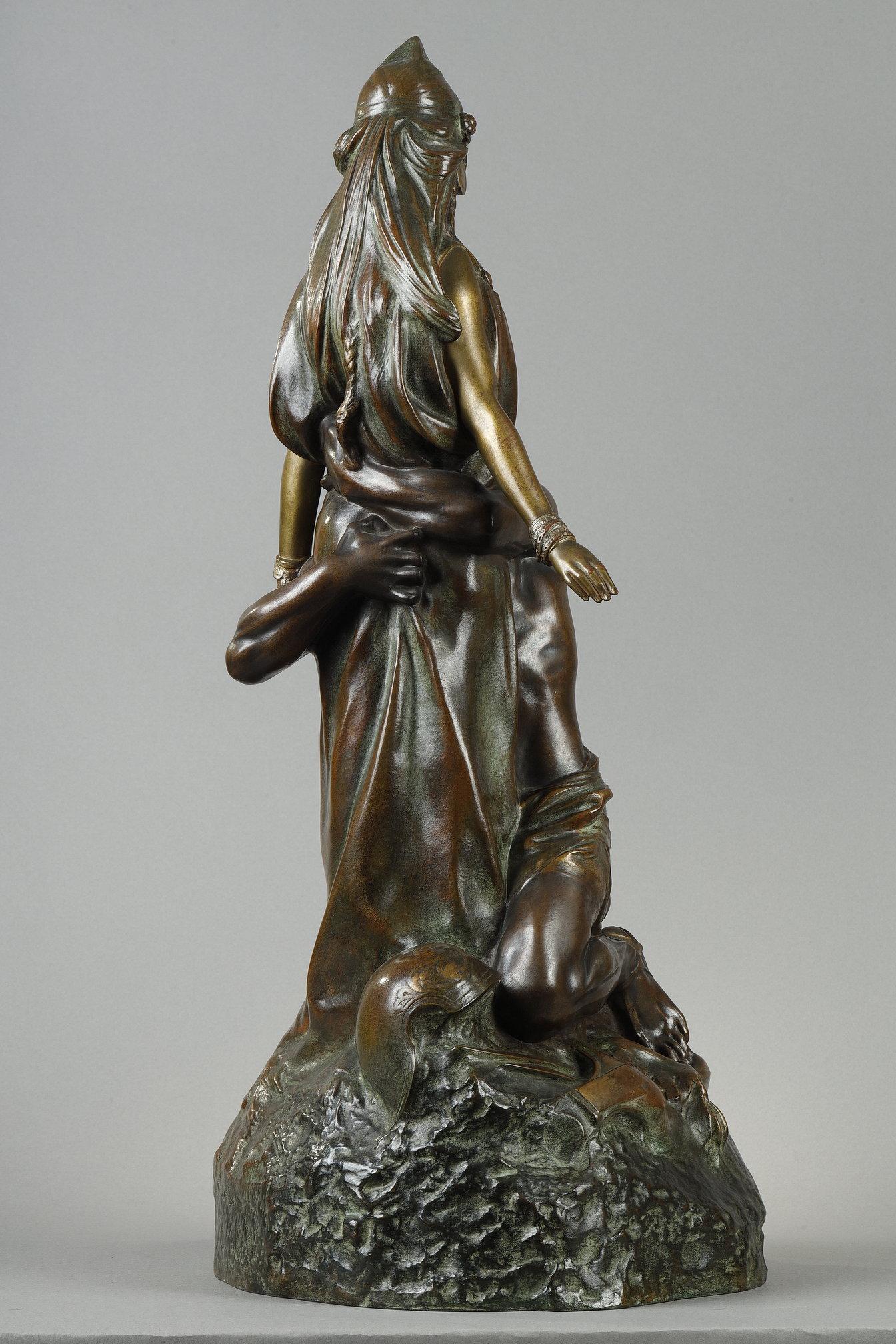 Salammbô a Mathô - Figurative Sculpture Oro di Théodore Rivière