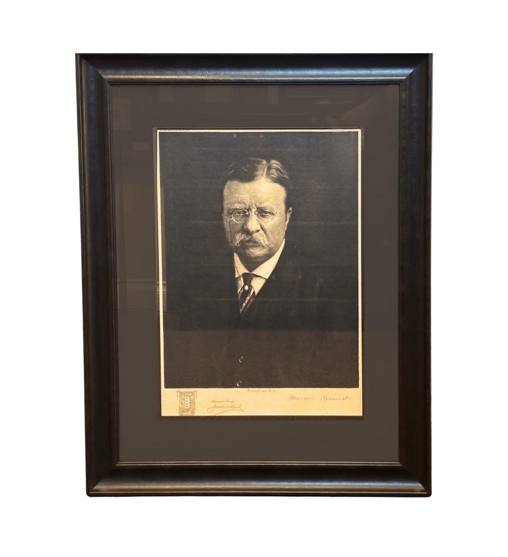 American Theodore Roosevelt Etching by Jacques Reich, Signed Remarque Proof, 1919 For Sale