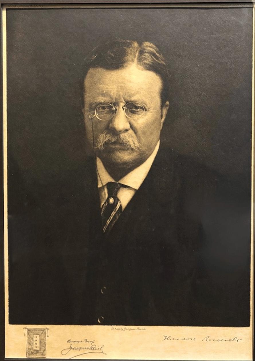 Theodore Roosevelt Etching by Jacques Reich, Signed Remarque Proof, 1919 In Good Condition For Sale In Colorado Springs, CO