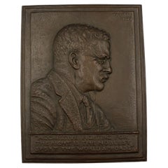 Antique Theodore Roosevelt Plaque Portrait by James Earl Fraser, 1920
