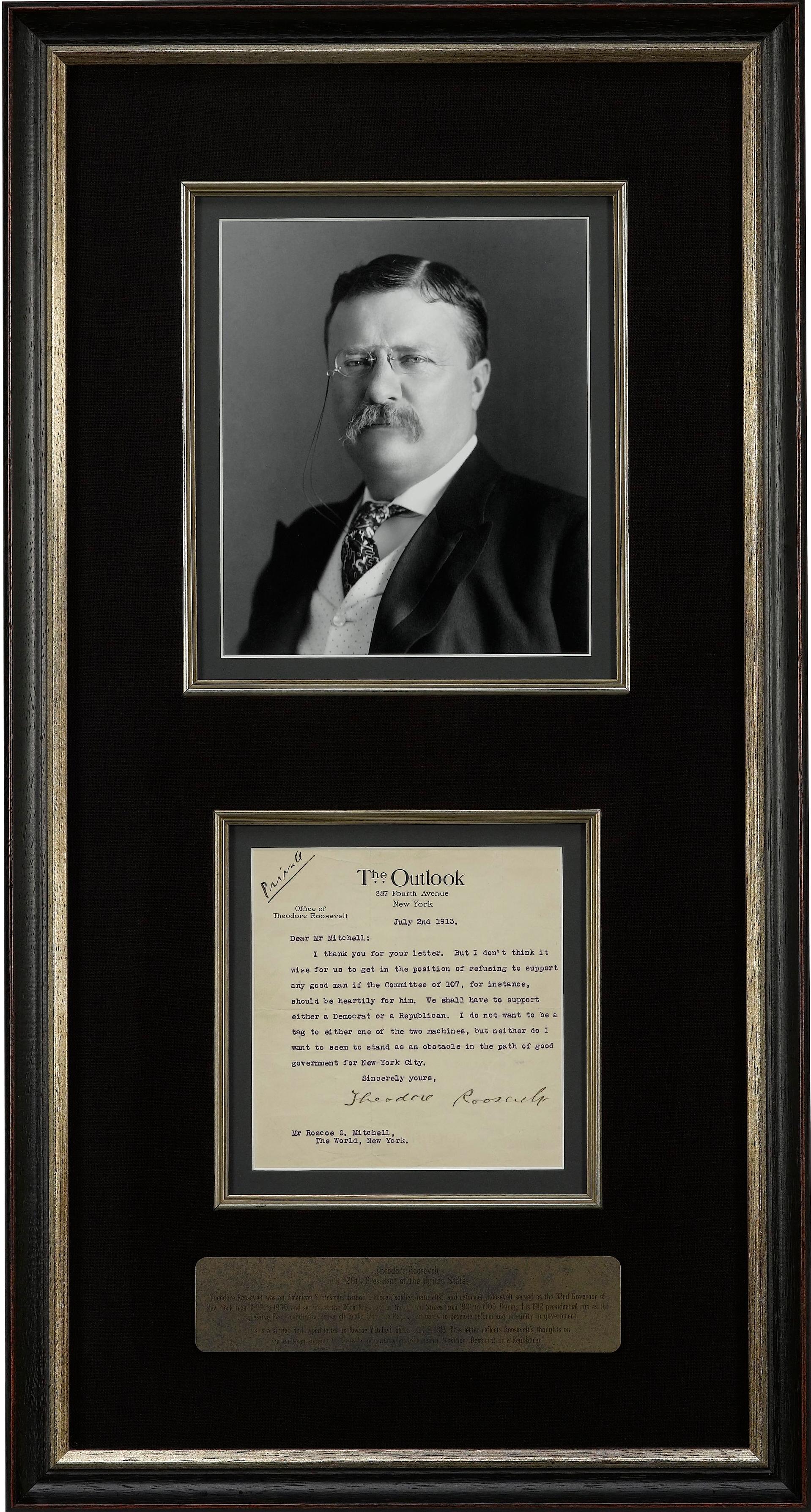 Theodore Roosevelt, signierter Brief, 1913 (Frühes 20. Jahrhundert)
