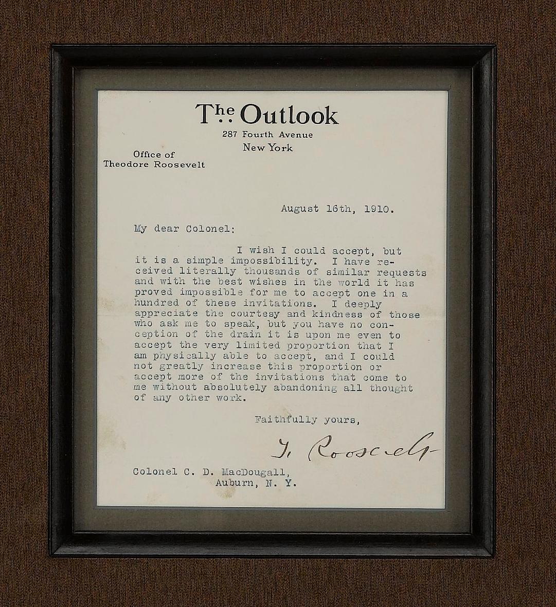 Theodore Roosevelt unterzeichnete Brief Collage (amerikanisch) im Angebot