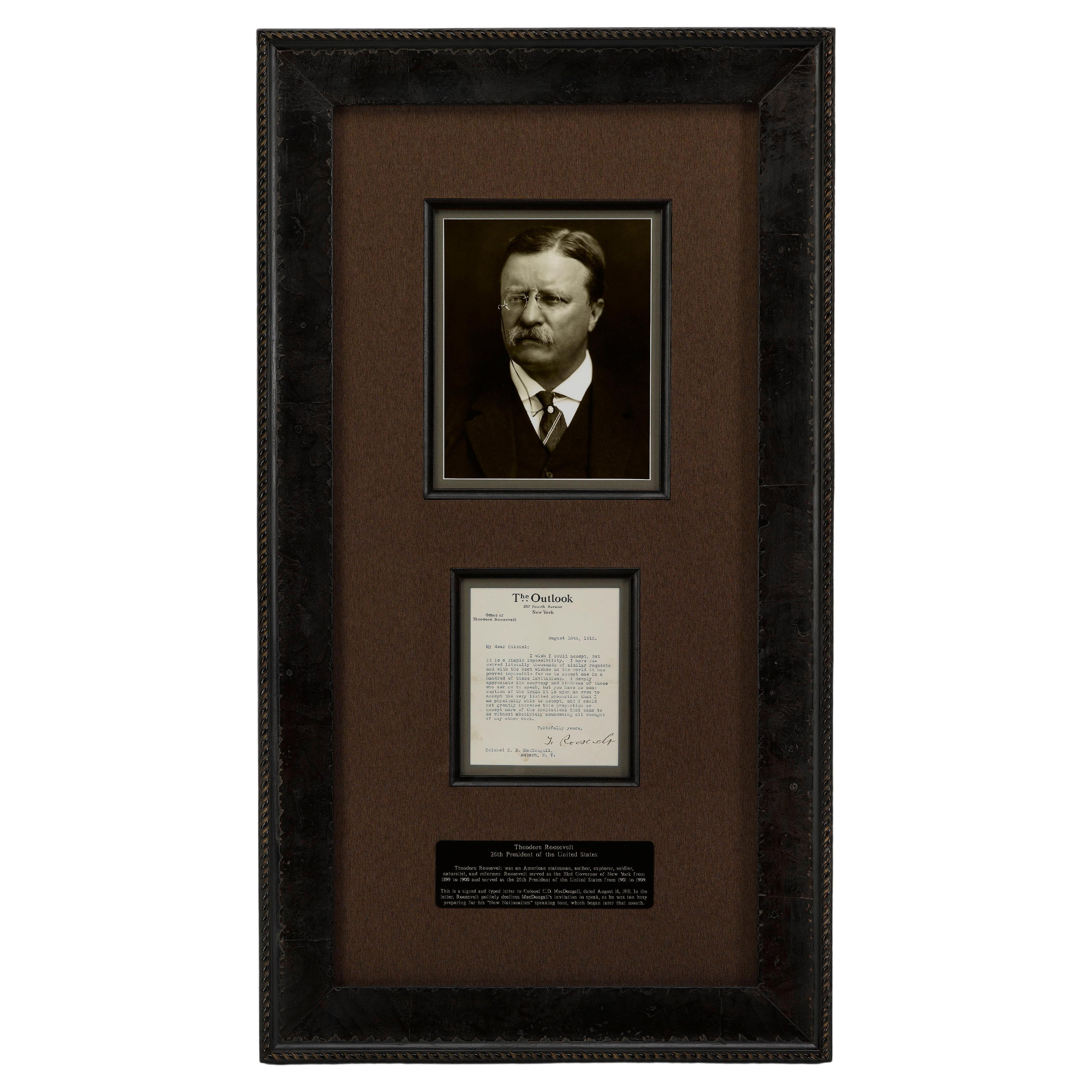 Theodore Roosevelt Signed Letter Collage For Sale
