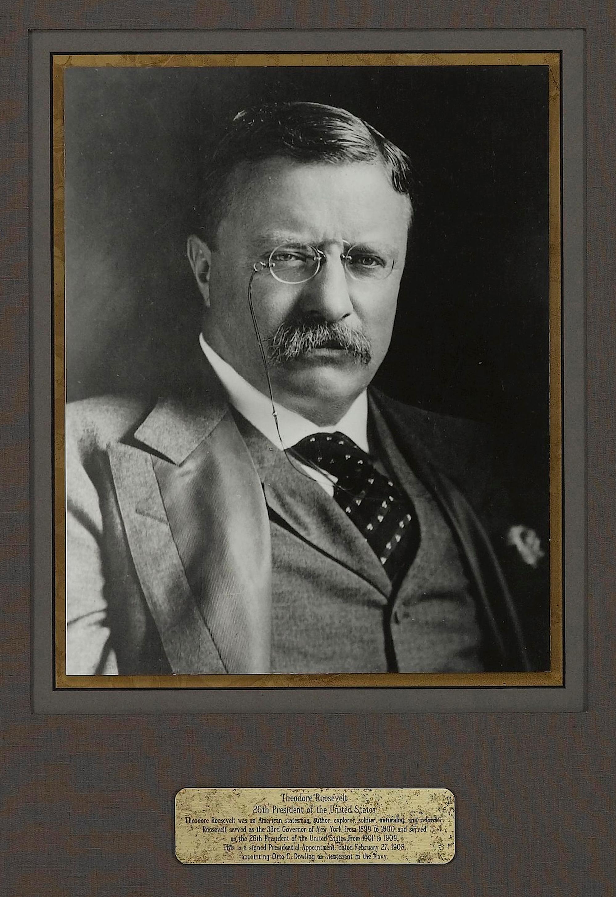 Theodore Roosevelt firma la nomina presidenziale, datata 27 febbraio 1908 In condizioni buone in vendita a Colorado Springs, CO