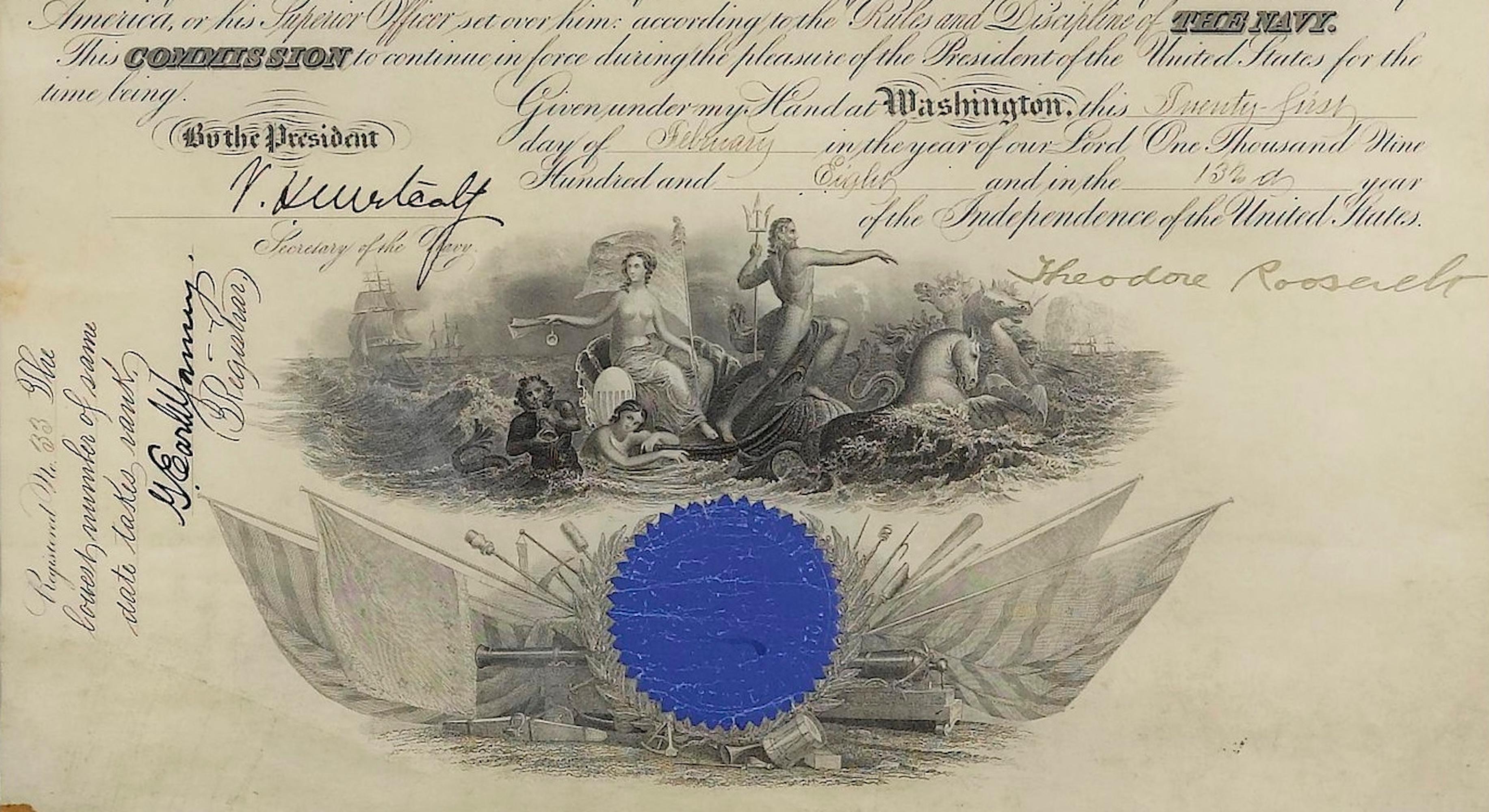 Theodore Roosevelt firma la nomina presidenziale, datata 27 febbraio 1908 in vendita 2