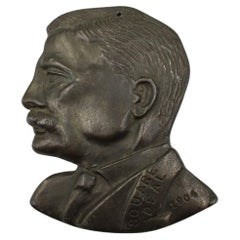 Antique Theodore Roosevelt "Square Deal 1904" Bronze Wall Plaque
