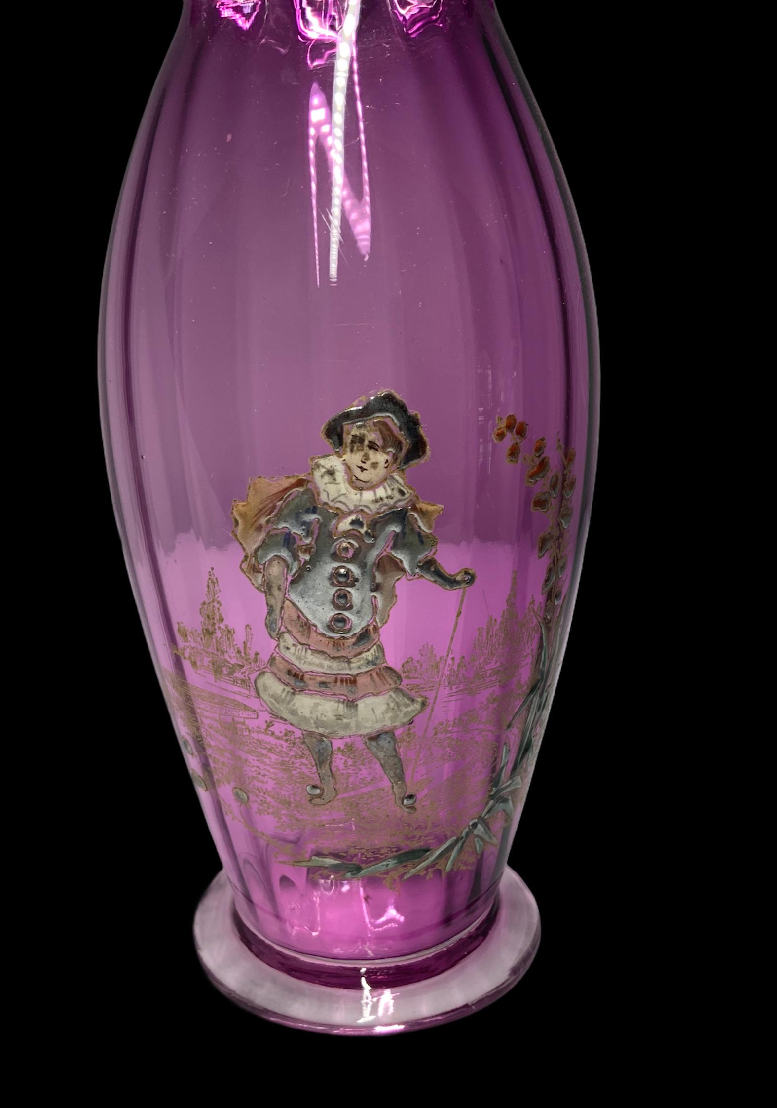 Theodore Rossler Bohemian Amethyst Enameled Glass Vase 5