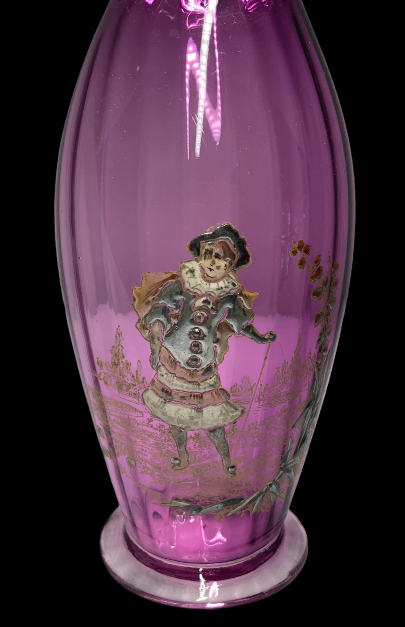 Theodore Rossler Bohemian Amethyst Enameled Glass Vase 2