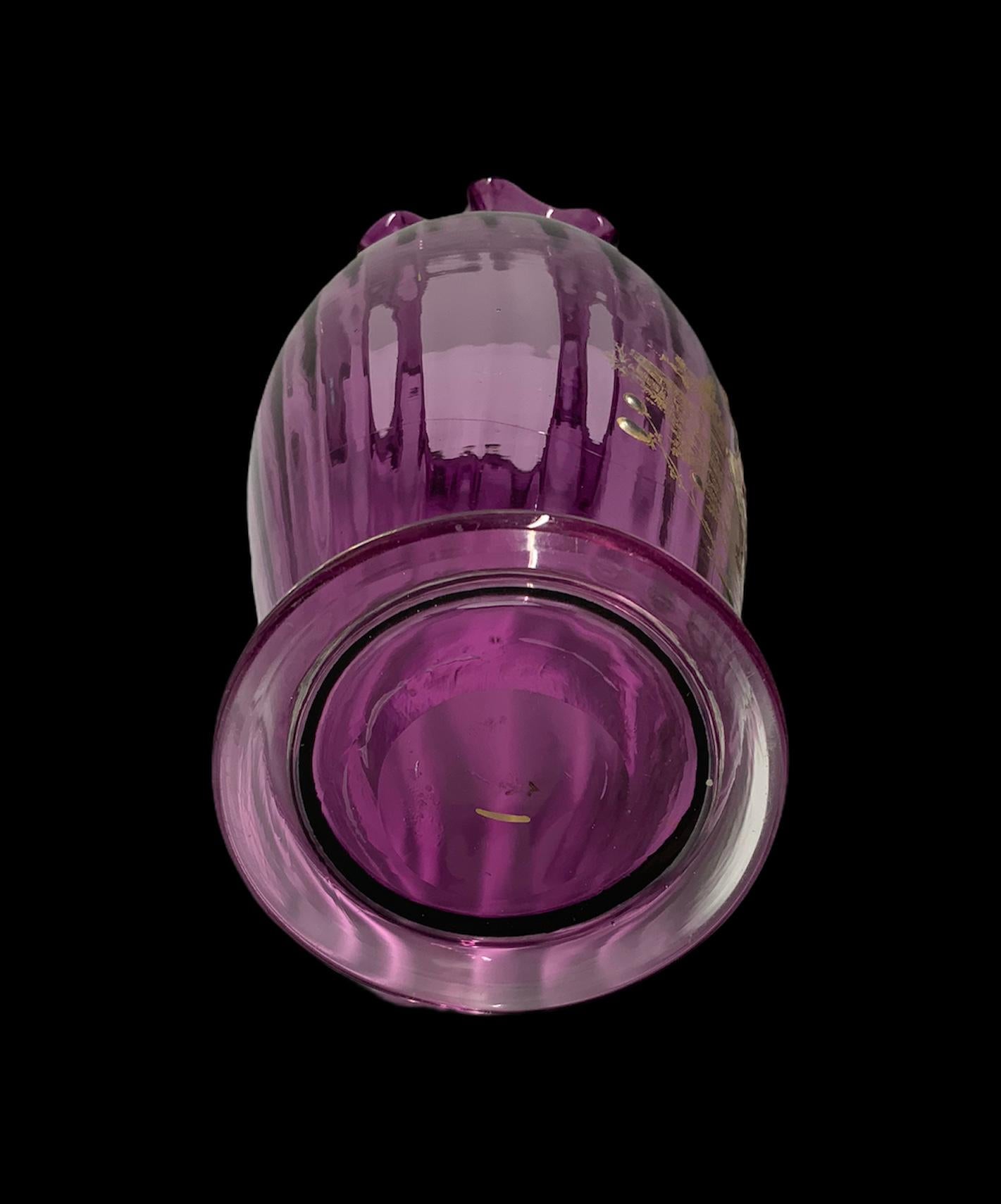 Theodore Rossler Bohemian Amethyst Enameled Glass Vase 4