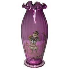 Theodore Rossler Bohemian Amethyst Enameled Glass Vase