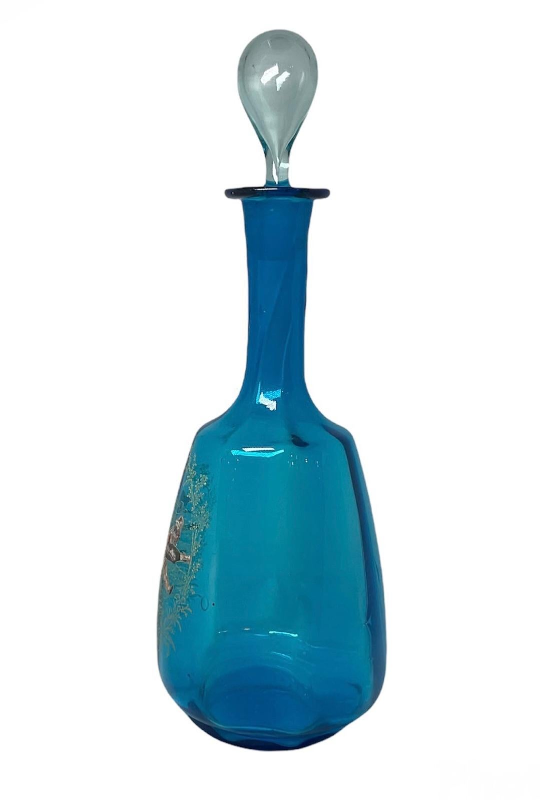 Fait main Carafe bohème en verre bleu royal de Bohème Theodore Rossler en vente