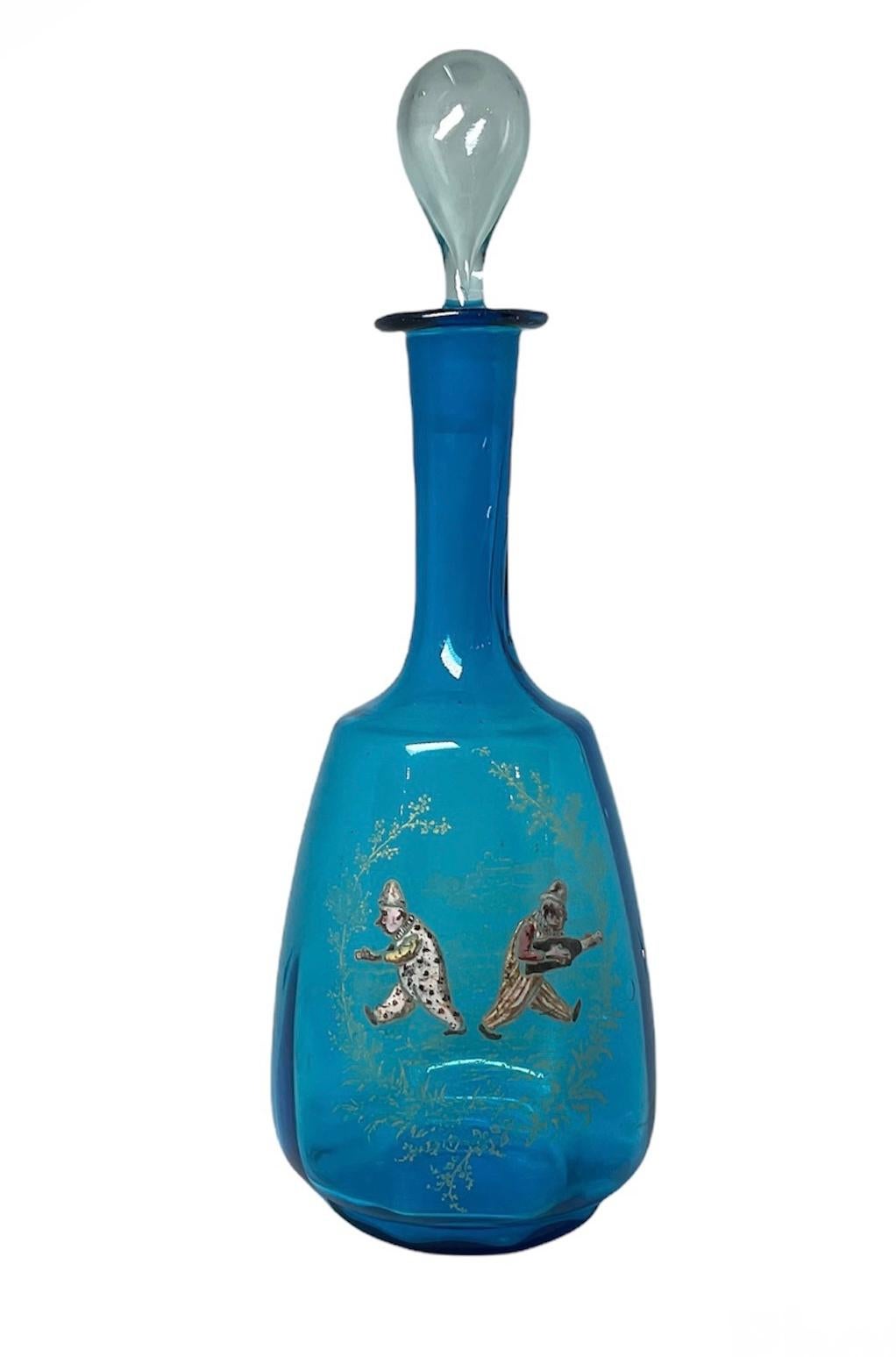 20ième siècle Carafe bohème en verre bleu royal de Bohème Theodore Rossler en vente