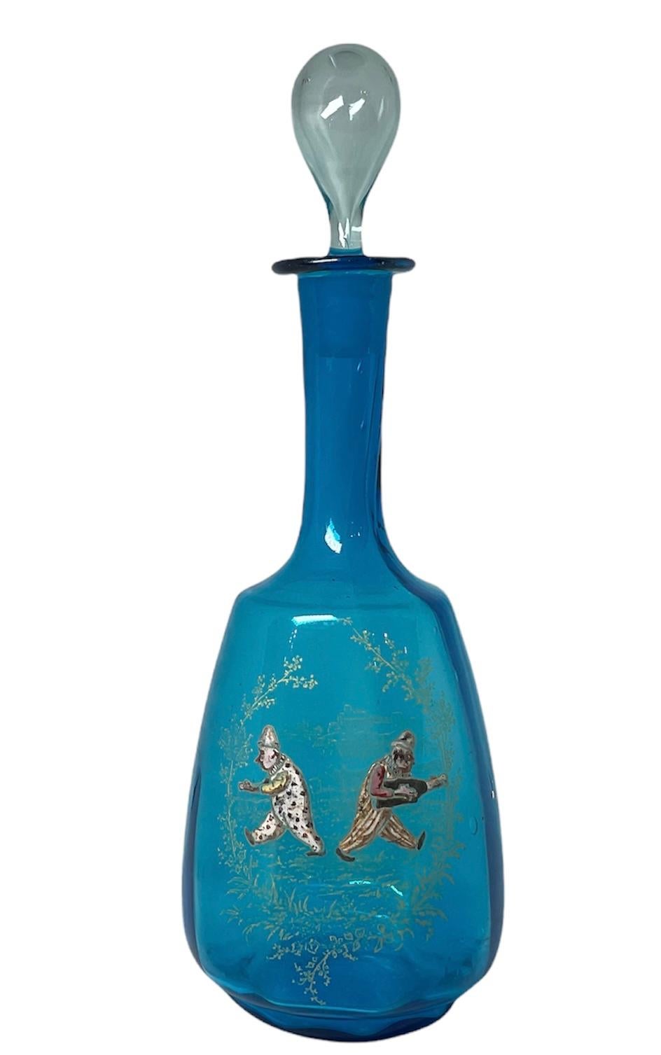 Hand-Crafted Theodore Rossler Bohemian Royal Blue Glass Decanter For Sale