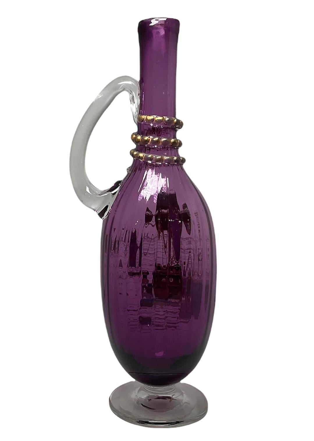 Bohemian Theodore Rossler Purple Glass Wine Decanter For Sale
