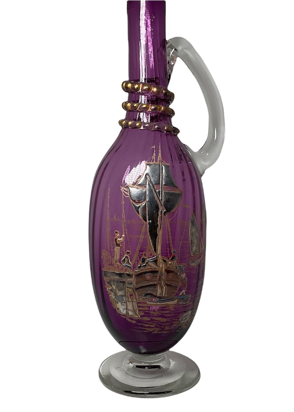 Theodore Rossler Purple Glass Wine Decanter In Good Condition For Sale In Guaynabo, PR