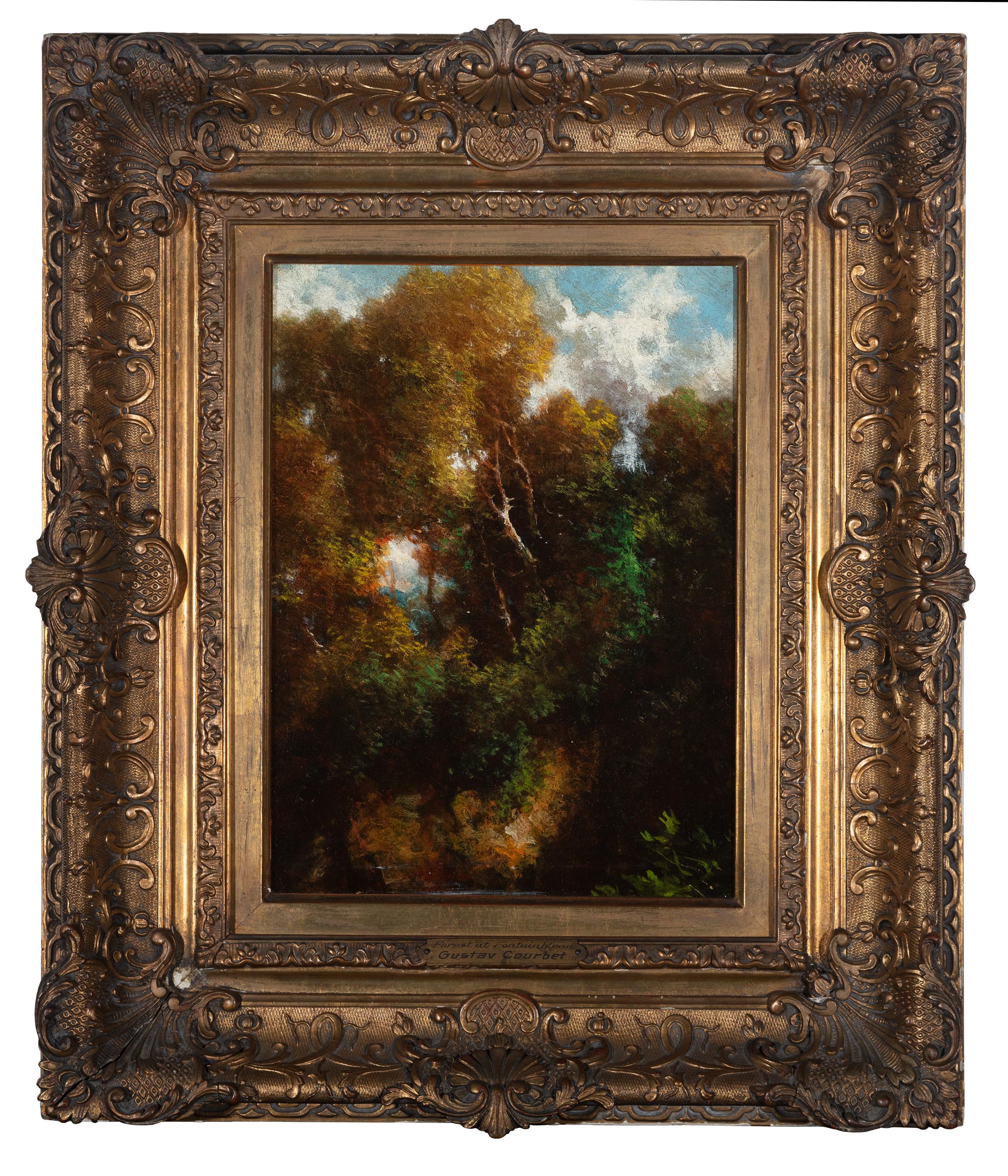 Landscape Painting Théodore Rousseau (circle of) - « Forest at Fountainbleau » - Peinture à l'huile originale sur panneau de l'école de Barbizon