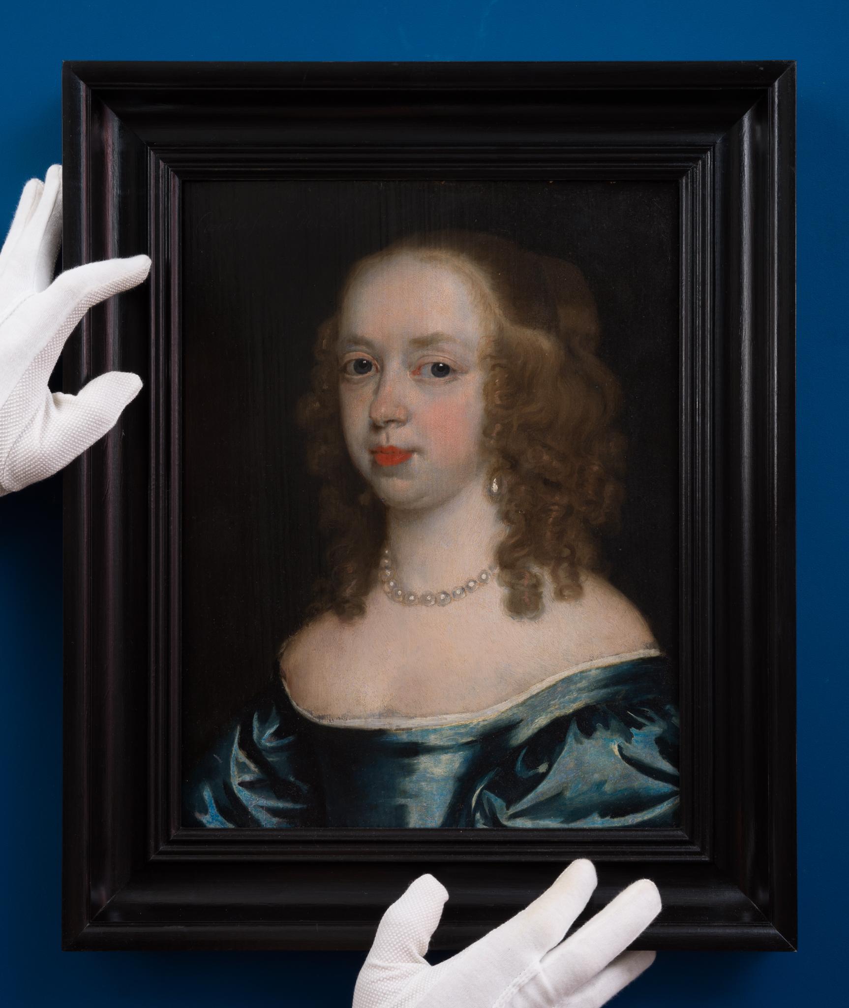 Retrato de una dama con vestido azul 