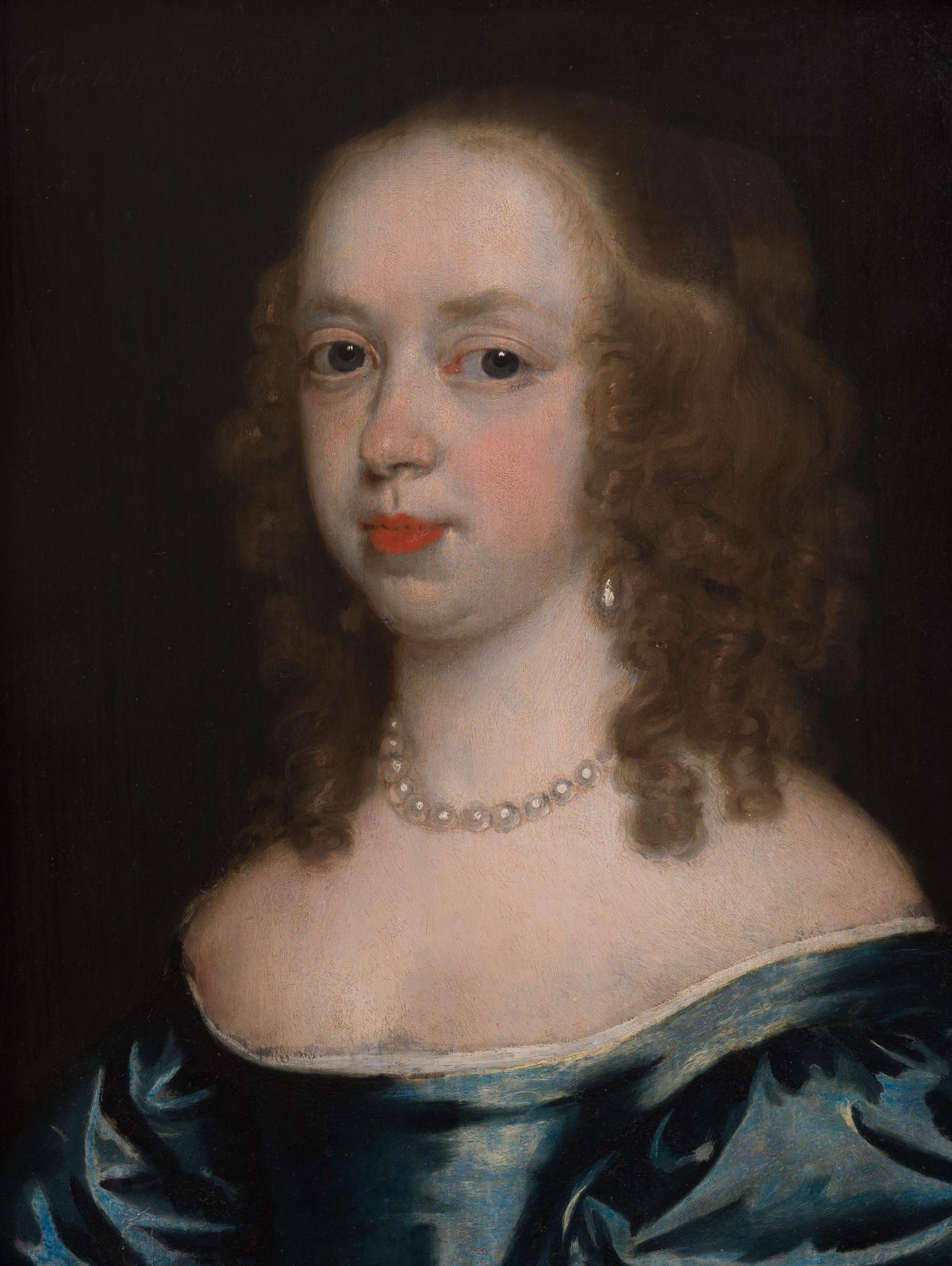 Retrato de una dama con vestido azul 