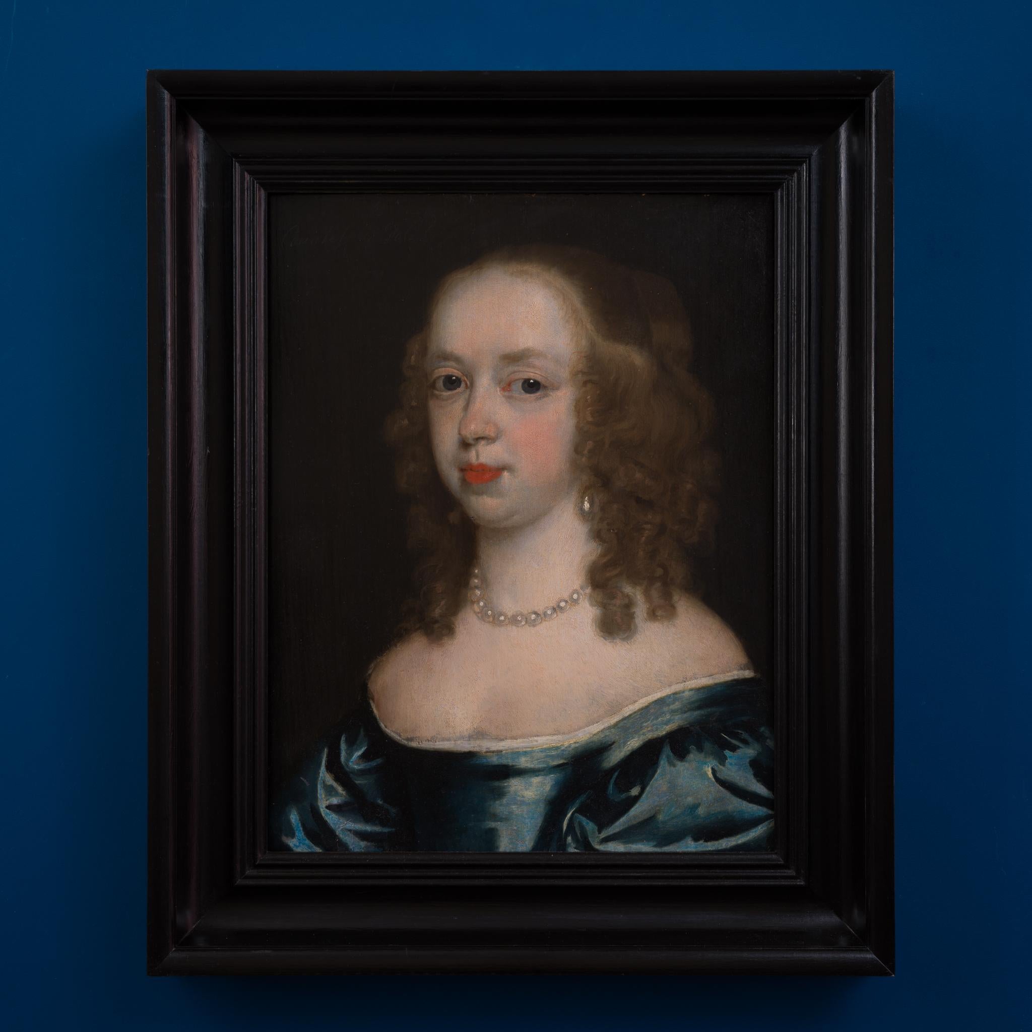 Retrato de una dama con vestido azul 