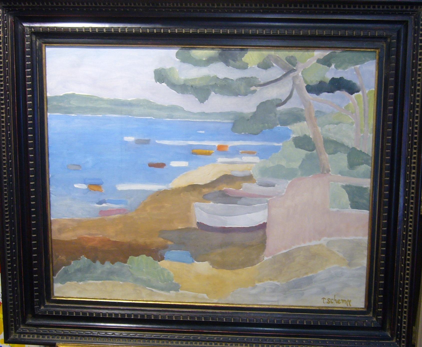 Paysage de la méditerranée 2 - Huile sur toile, 65x81 cm. - Painting by Theodore Schempp