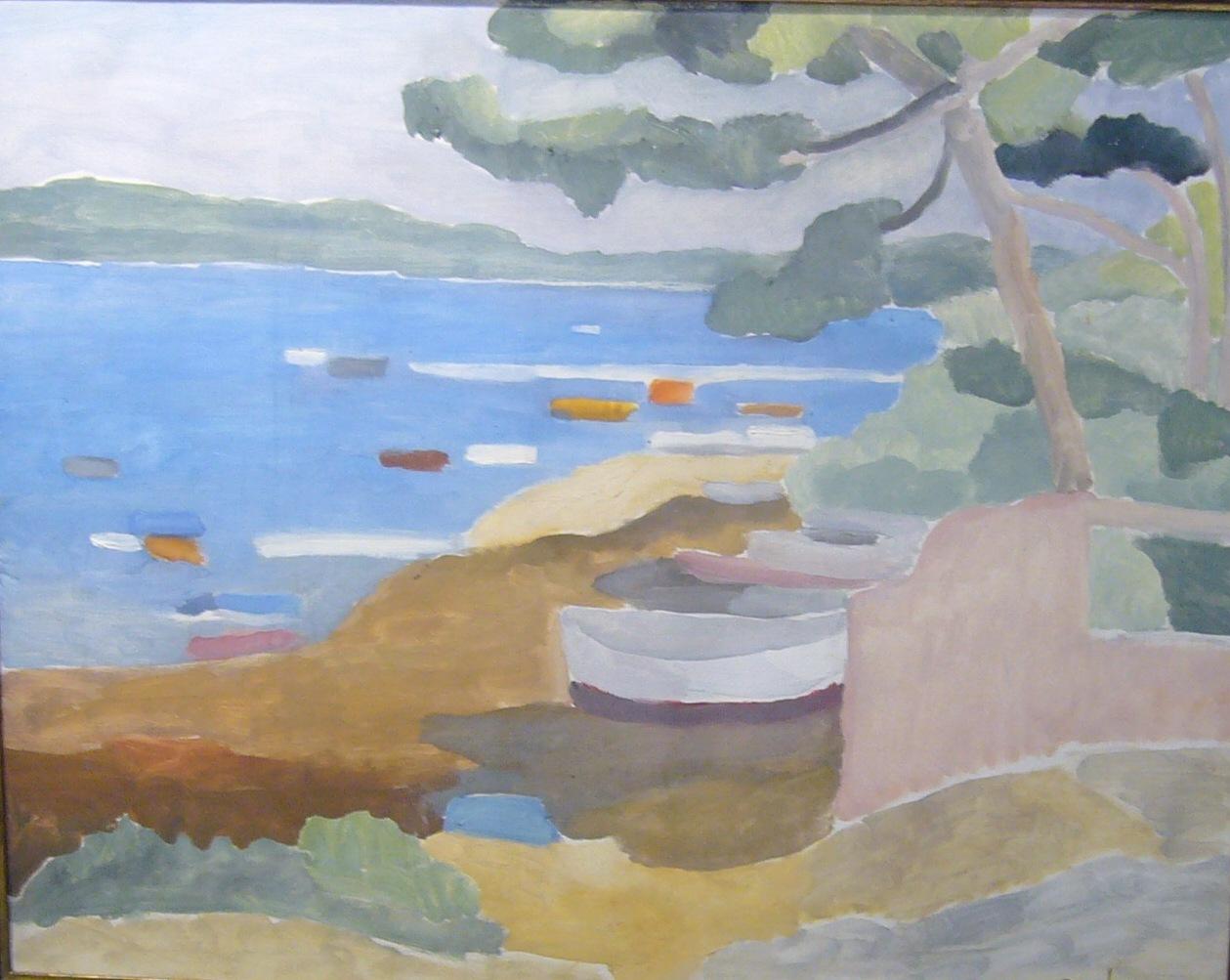Theodore Schempp Landscape Painting - Paysage de la méditerranée 2 - Huile sur toile, 65x81 cm.