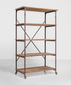Theodore Scherf Oak and Iron Shelving Unit, circa 1900