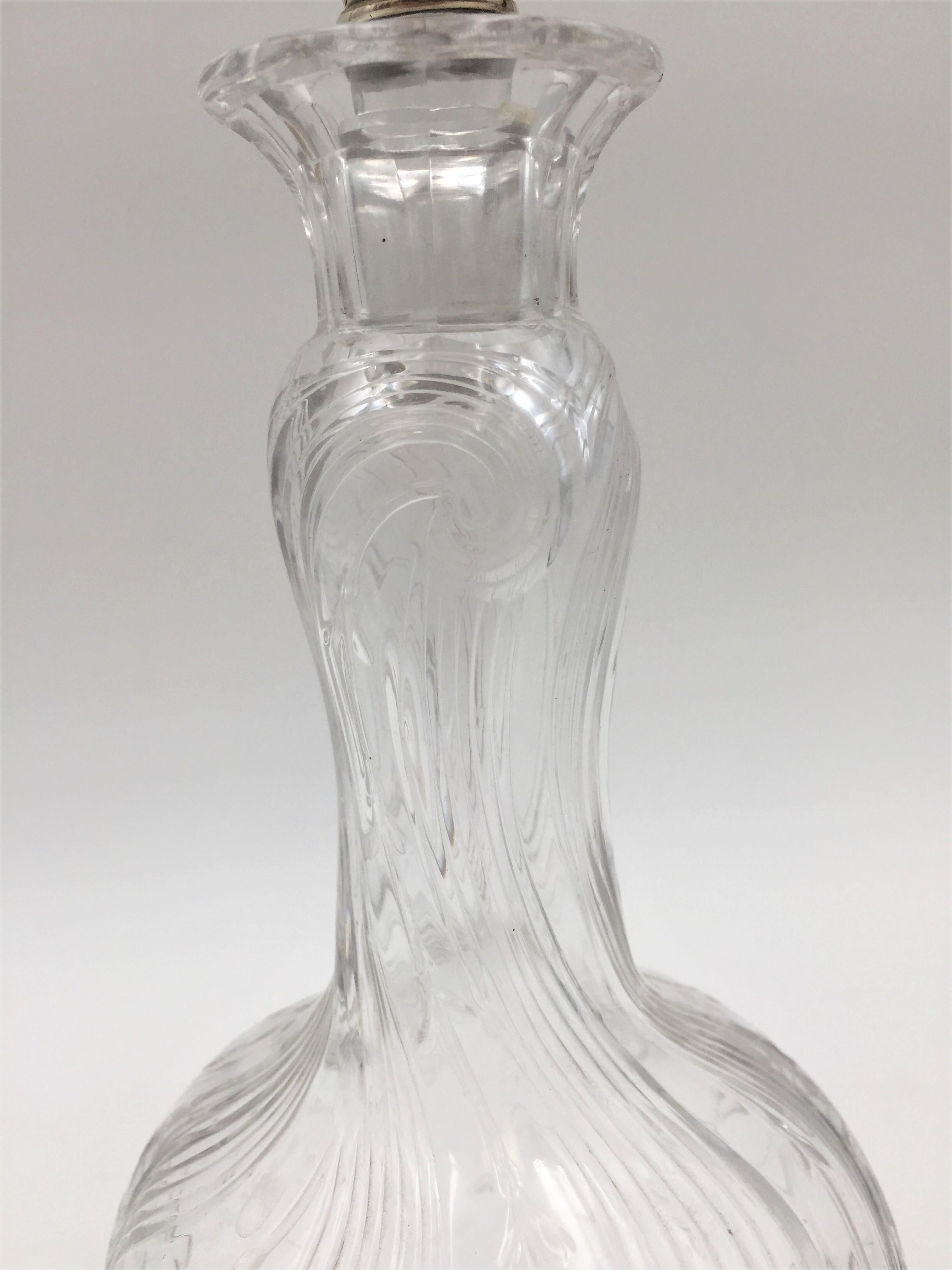 Jarra de clarete de vino de plata de ley y cristal Theodore Starr de estilo Art Nouveau Estadounidense en venta