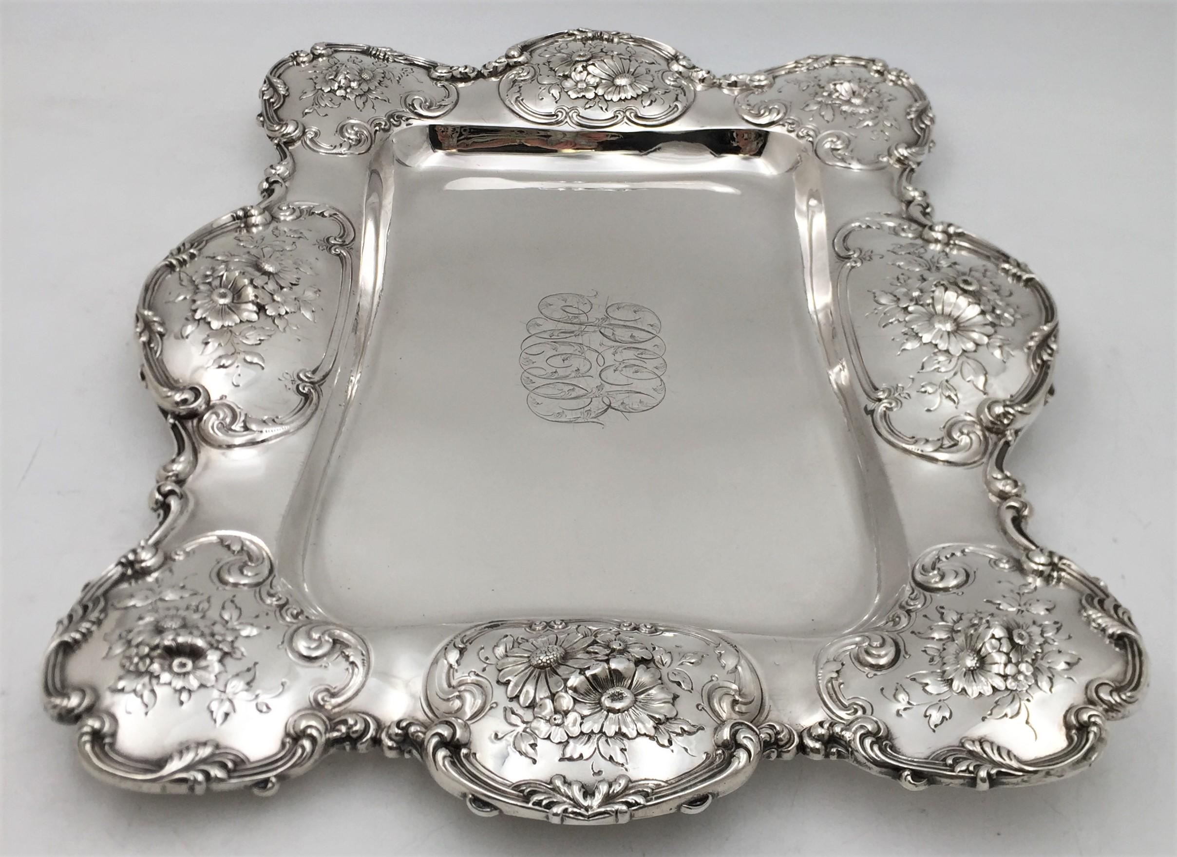 American Theodore Starr Sterling Silver Asparagus Serving Dish Platter Art Nouveau Style