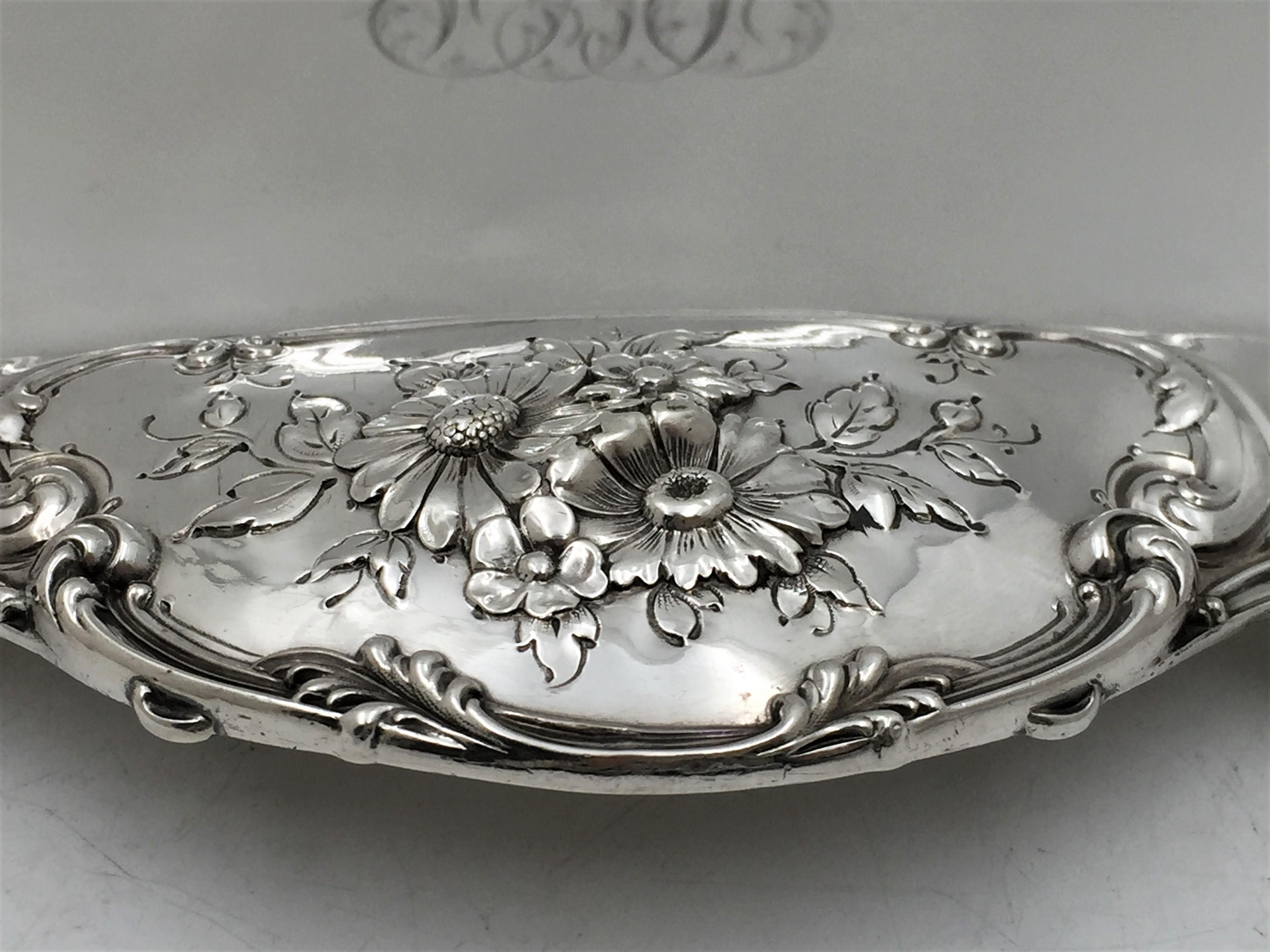 Theodore Starr Sterling Silver Asparagus Serving Dish Platter Art Nouveau Style 1