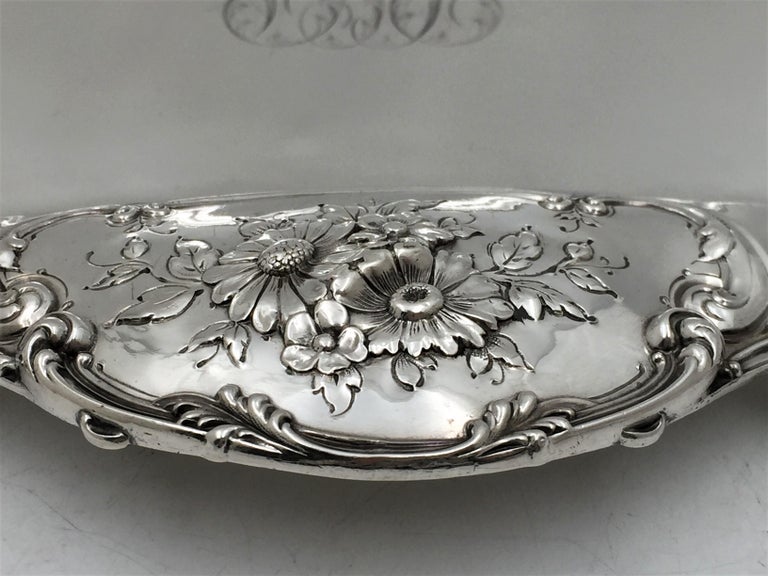 Theodore Starr Sterling Silver Asparagus Serving Dish Platter Art Nouveau Style For Sale 1