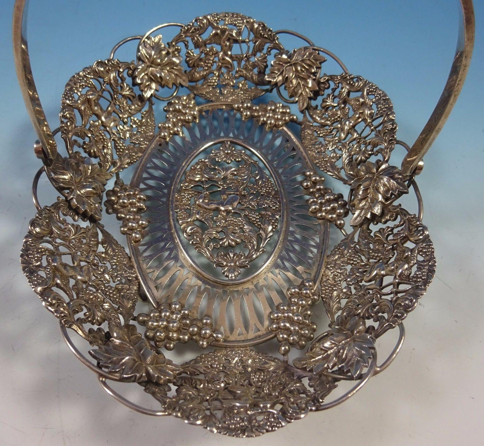 20th Century Theodore Starr Sterling Silver Basket with Cherubs and Grapes