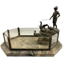 Antique Bronze Boy with Geese Terrarium